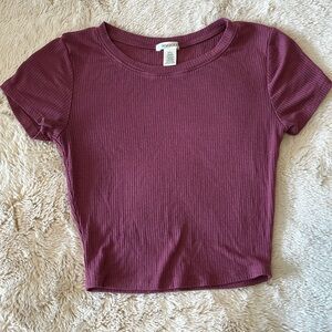 Fitted Bozzolo ribbed cropped top, maroon, S